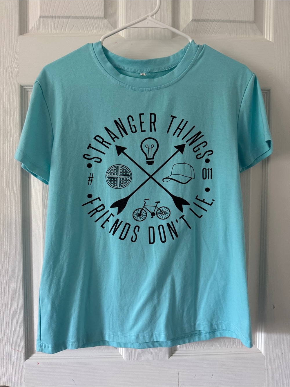 Stranger Things Kids' Teal Graphic Tee - Friends Don't Lie